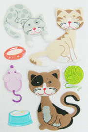 Blue Lovely Puffy Cat Stickers , Kawaii Animal Stickers For Desk / Wall Decor